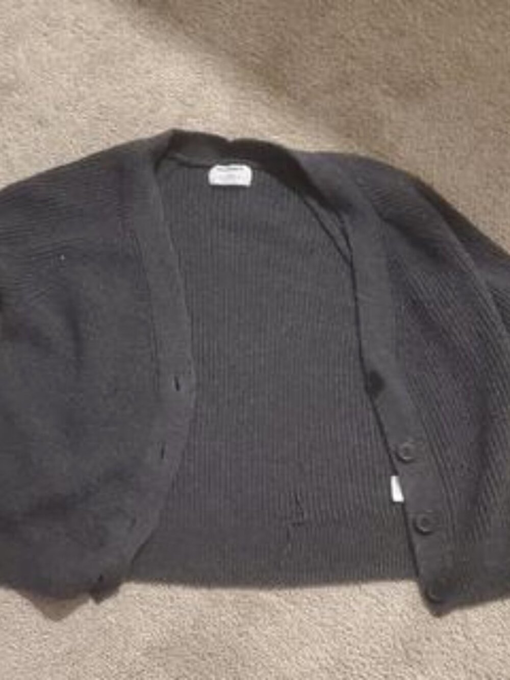 Old Navy Charcoal Gray Ribbed Knit Button Front Cardigan Sweater
